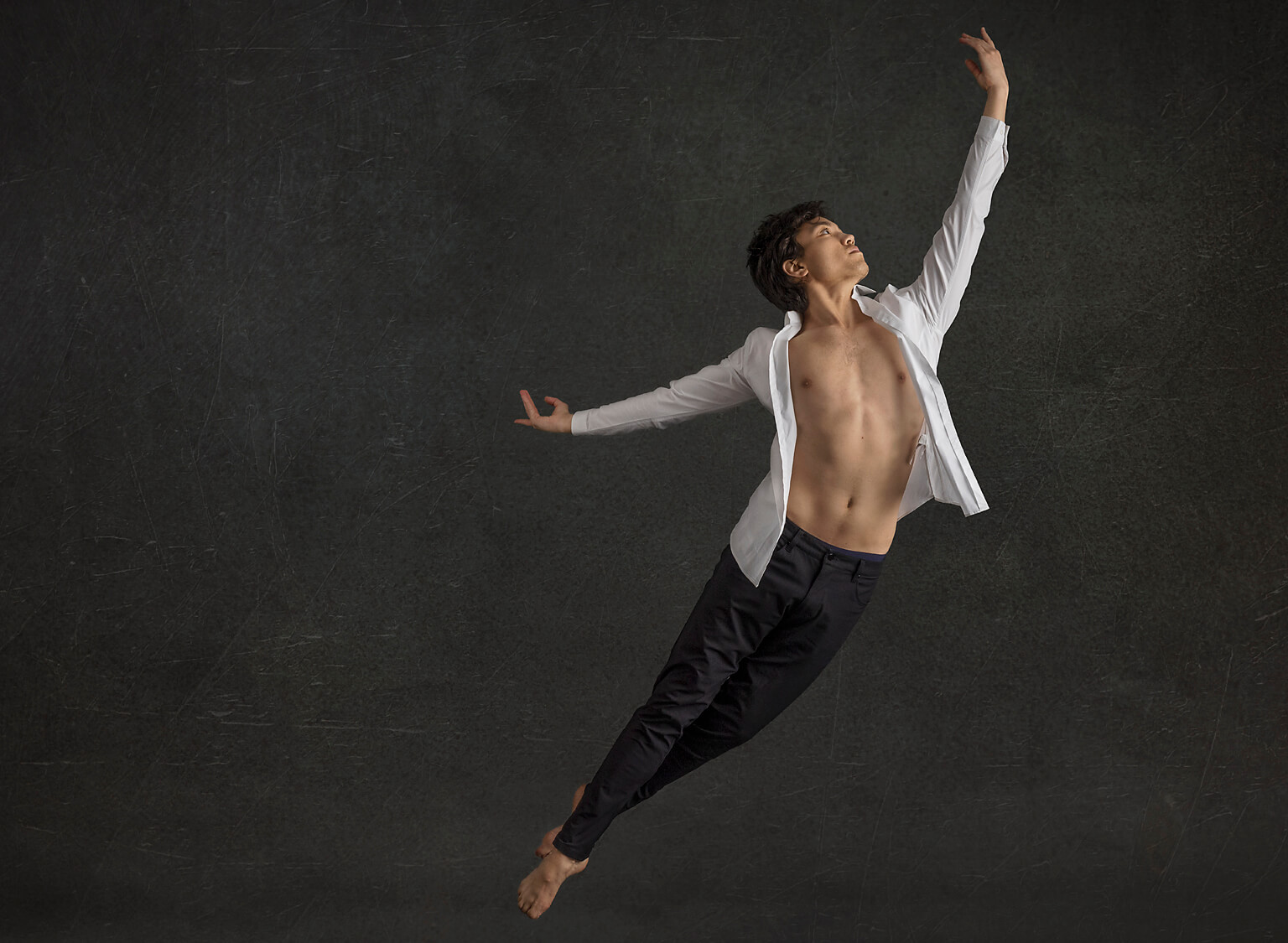 Los Angeles male dancer posing in photography studio